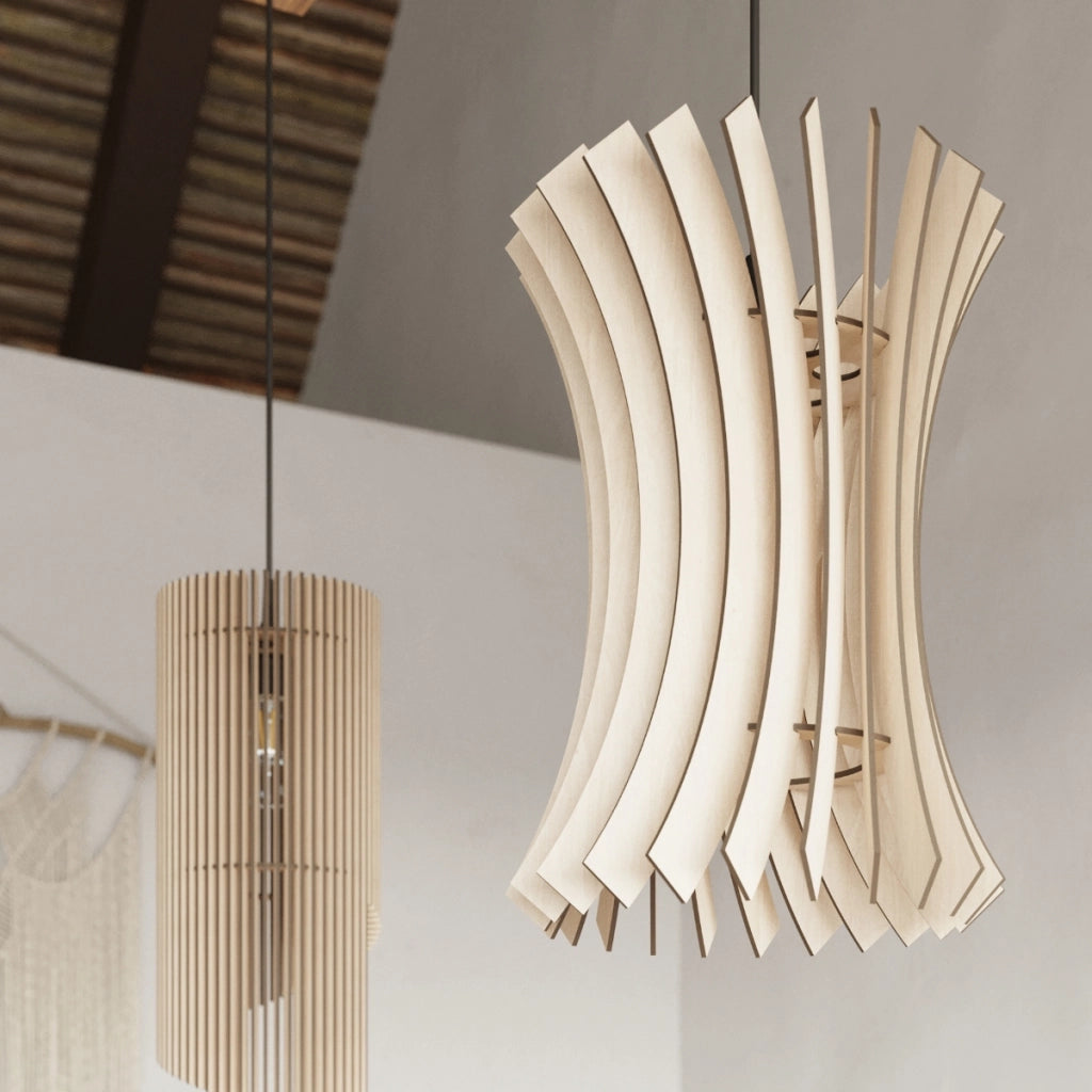 Lampada a tubo in legno Peach Puff Oriana E27 15W LED stile scandinavo