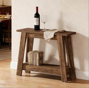 Console da ingresso 105x30x80 cm marrone rustico, 2 livelli, in legno