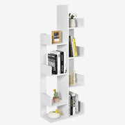 Libreria Multiuso da Terra, Libreria ad Albero con 8 Ripiani, Scaffale in Legno per Libri, Ideale per Soggiorno, Ufficio, 50 x 25 x 145 cm (Bianco)