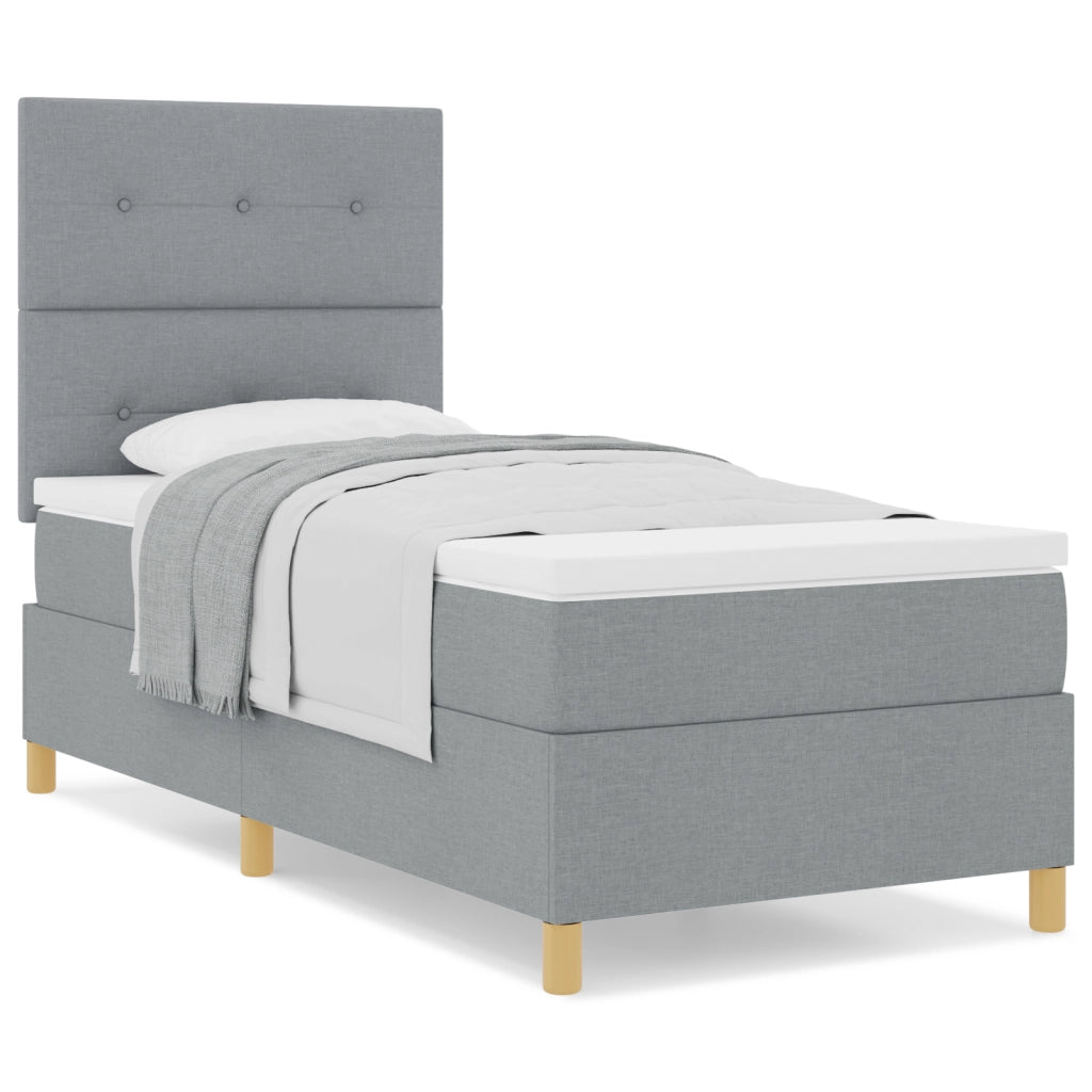 Letto box spring con materasso Grigio Chiaro 90x200 cm Tessuto