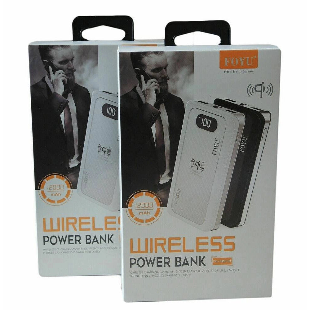 Trade Shop - Power Bank 4 In 1 Caricatore Wireless Senza Fili Qi Led 12000mah Carica Batteria -