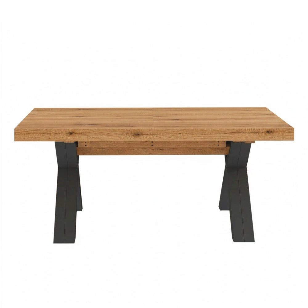 Tavolo Allungabile Milonga480 180 cm con Piano Rovere Nodato e Gambe Incrociate Antracite