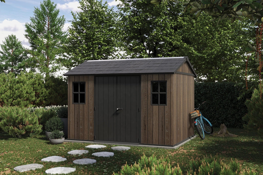 Casetta Box da Giardino 230x350x246 cm Keter Signature Apex 7511/1175 in Resina Effetto Legno Noce