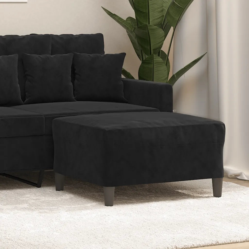 Poggiapiedi Nero 70x55x41 cm in Velluto cod mxl 77990