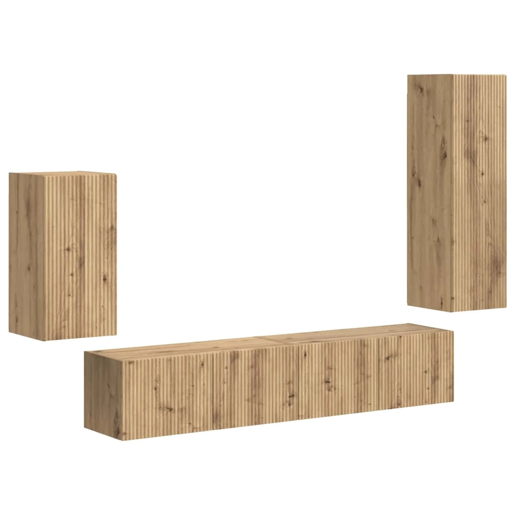 Set mobile TV 4 pcs Rovere artigianale Legno multistrato
