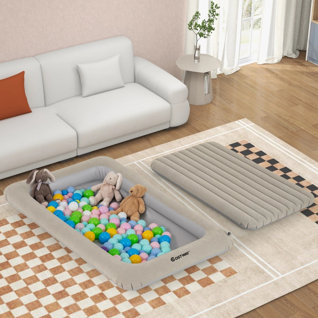 Letto gonfiabile per bambini in viaggio, Set di materasso ad aria portatile con pompa elettrica barriere laterali Grigio-Materassi e basi letto