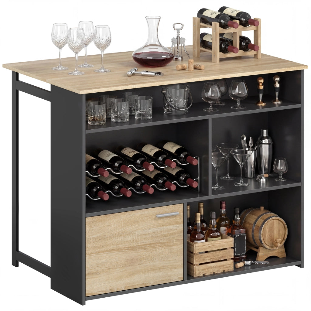Tavolo da cucina allungabile con ripiano e scomparti ¨C Zephmum ¨C Nero 116x79.6x90.5cm