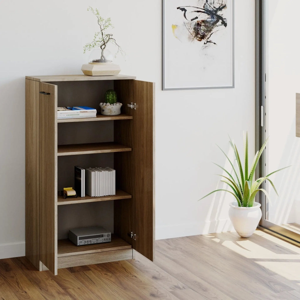 Armadio scarpiera multiuso Noce Naturale in legno nobilitato 2 ante h130x71x38 cm