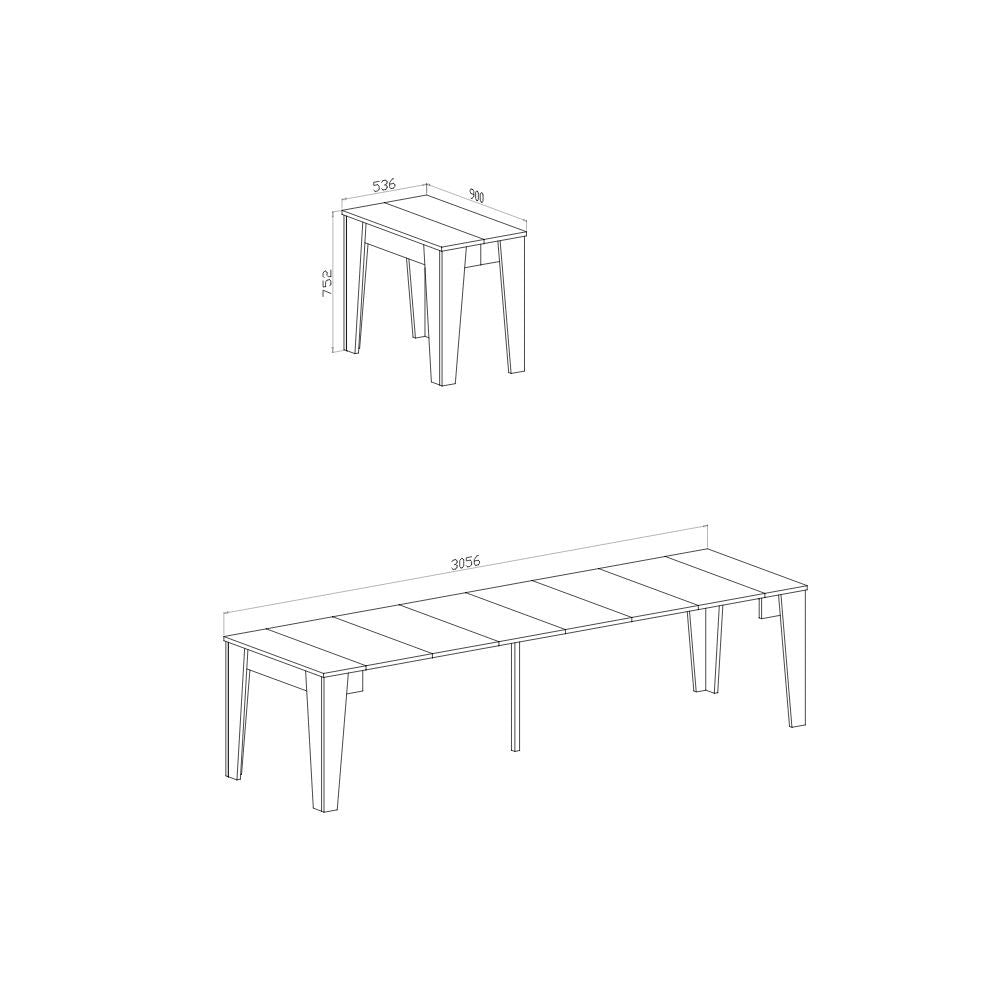 Consolle allungabile Petra con 6 allunghe colore bianco rustico
