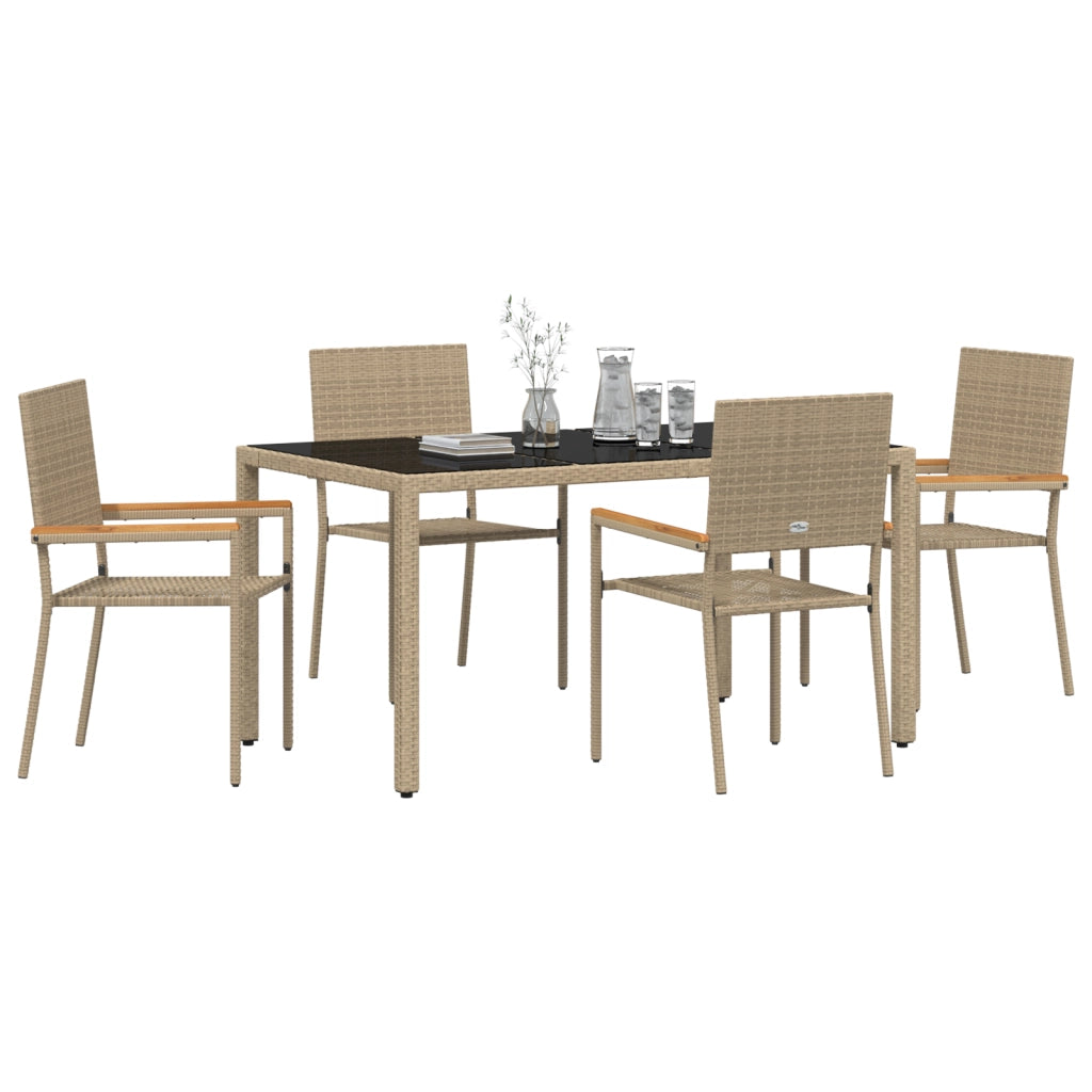 Set pranzo giardino  5 pezzi Beige Poly Rattan
