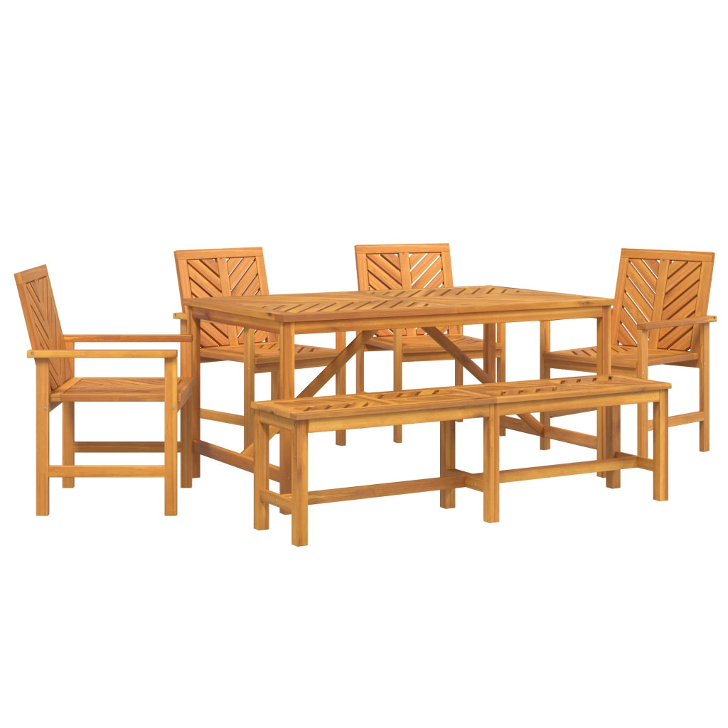 Set da pranzo per giardino 5 pezzi in legno massello di acacia