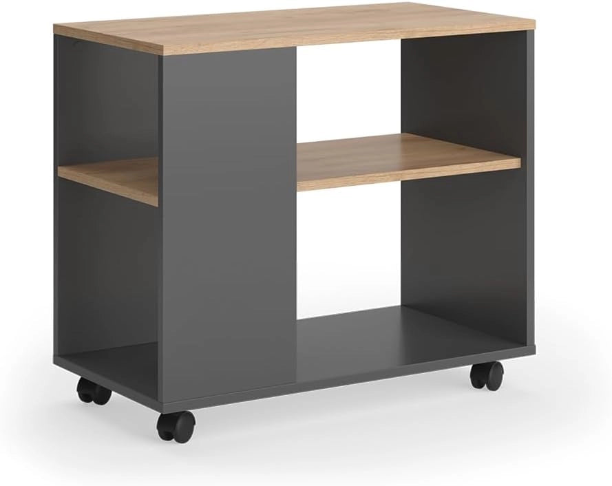 Tavolino Marian, Quercia dorata/antracite, 70 x 36.6 cm con rotelle, spostabile per un utilizzo flessibile negli ambienti abitativi