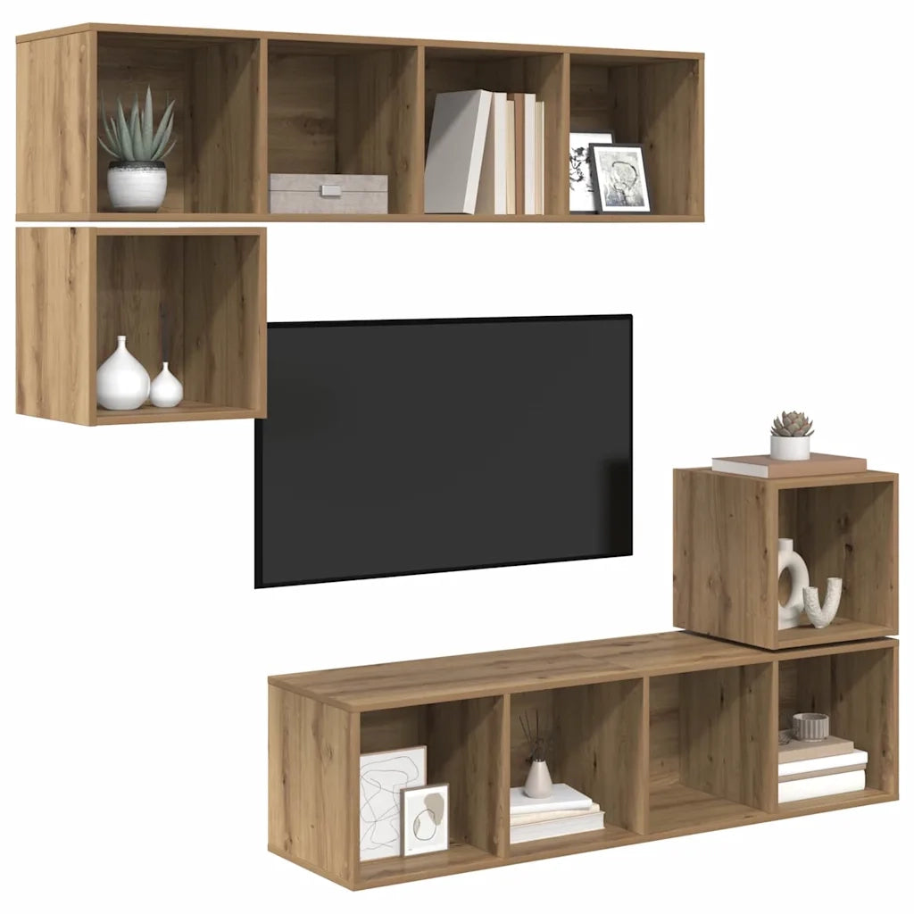 Set mobile TV 4 pcs Rovere artigianale Legno multistrato 3393128