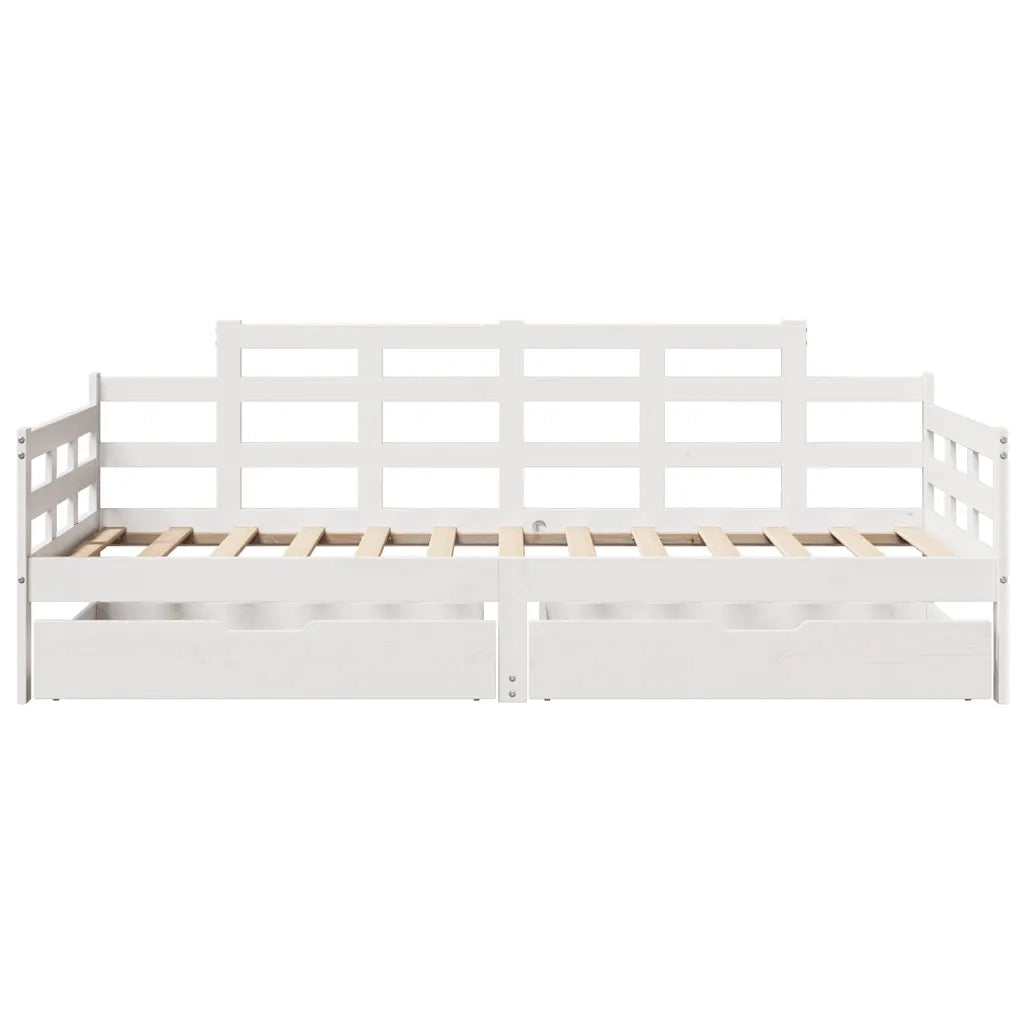 Dormeuse con Cassetti Bianca 80x200 cm Legno Massello di Pino 3302123