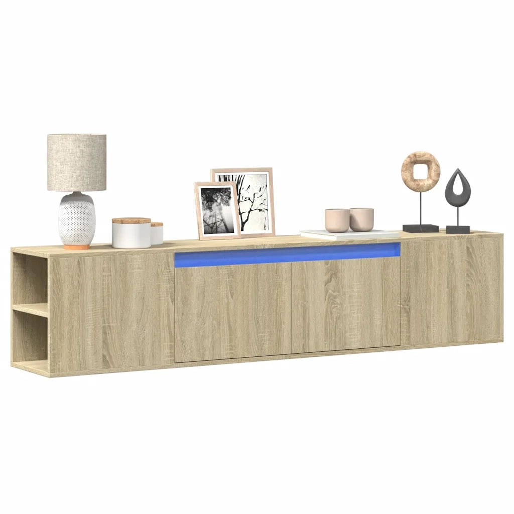Mobile TV a Parete con LED-Mobile TV a Muro Rovere Sonoma 180x31x39,5 cm