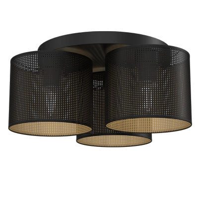 Plafoniera loft tonda in metallo nero oro 3xE27 Luminex