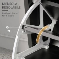 Mobile da Ingresso Appendiabiti con Scarpiera e Specchio, in Truciolato, 90x10x102 cm, Nero