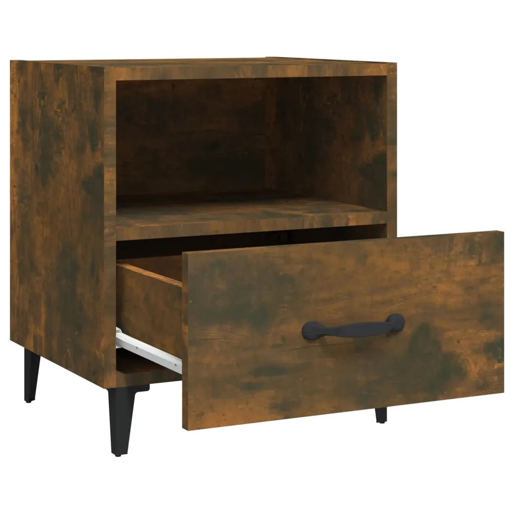 Set di 2 Comodini | Armadio da Notte | Mobiletto da notte Rovere Fumo in Legno Multistrato