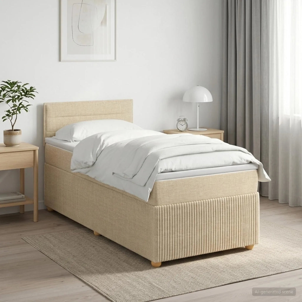 Letto box spring con materasso Crema 80 x 200 cm Tessuto 3451333