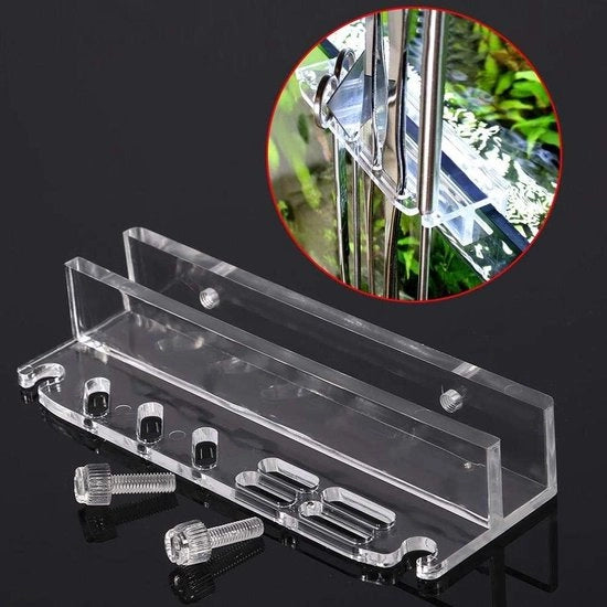 Supporto per attrezzi per acquario acrilico - ripostiglio per pinza e forbici per cura delle piante acquatiche.