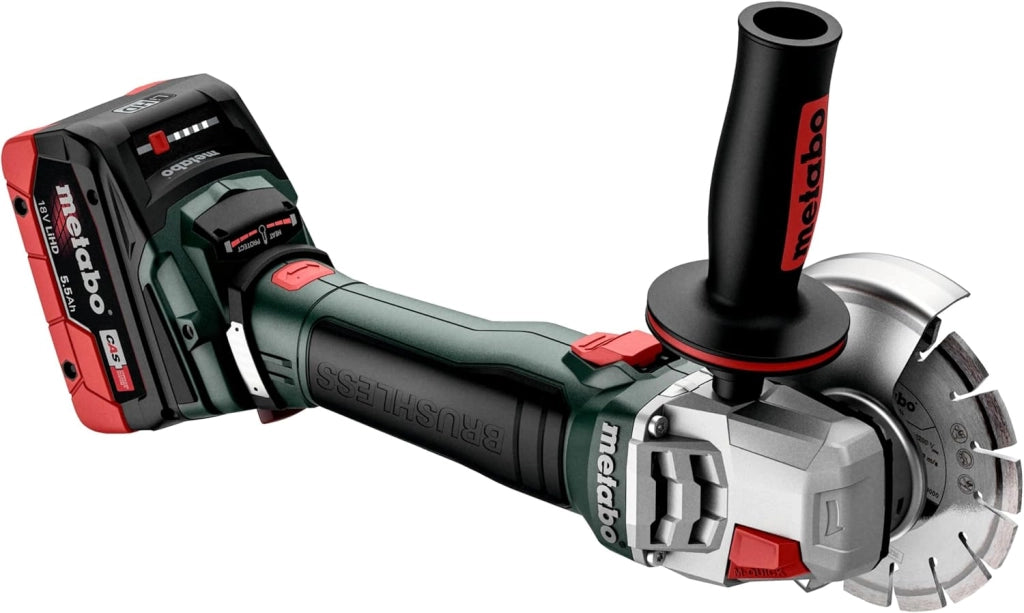 Smerigliatrice angolare a batteria WB 18 LT BL 11-125 Quick con freno, dado a sgancio rapido, batteria rotante; cartone