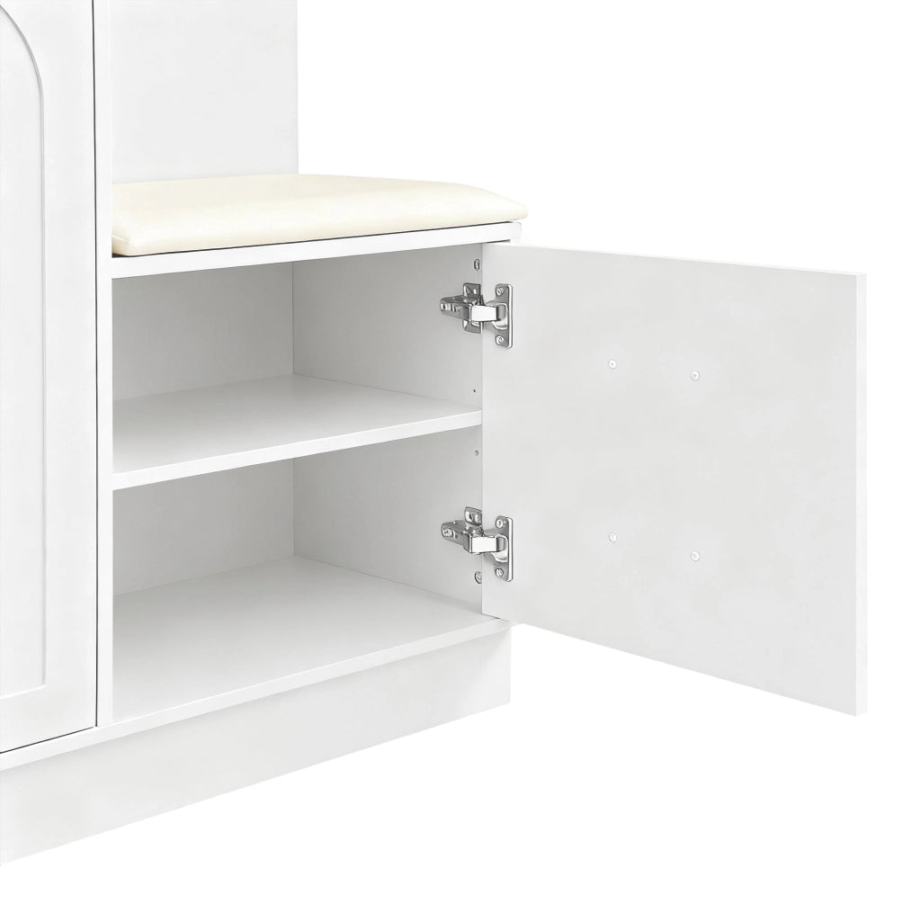 Mobile d'Ingresso con Specchio; 2 Ante; 2 Cassetti e Ripiani Regolabili; Stile Moderno; in MDF; Bianco; 110??33??185;5 cm