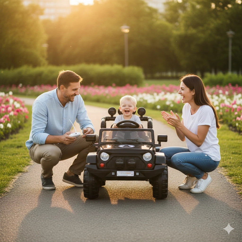 Macchina Elettrica per Bambini Fuoristrada Adventure 12V con Telecomando e Sedile in Pelle Nero