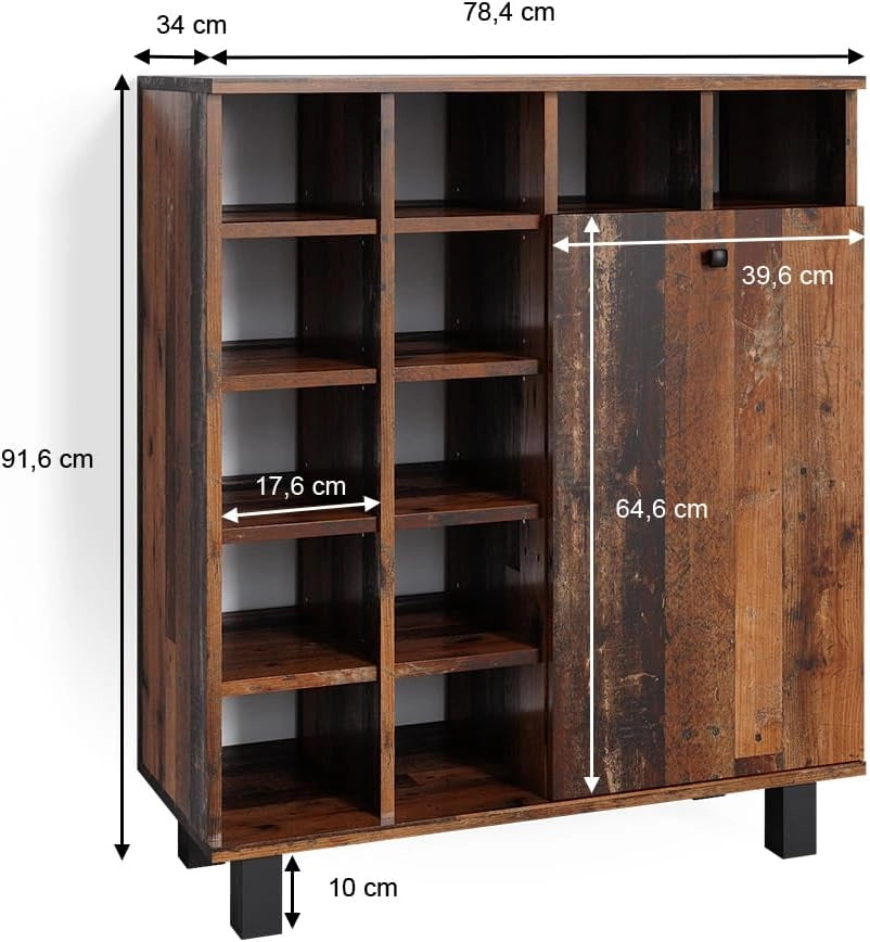 Armadietto da bagno con portabiancheria Fynn, Rovere rustico, 78.4 x 91.6 cm, con cestini per una conservazione organizzata in bagno