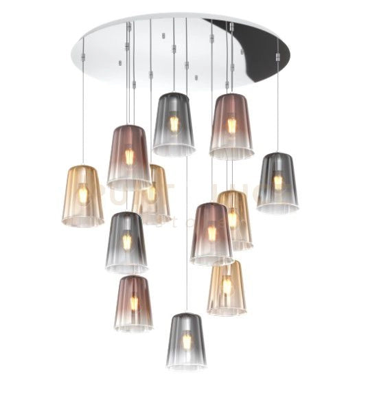 SOSPENSIONE CROMO TONDA 12 LUCI (4 AM+4 RA+4 CR) 1164CR-S12 T-MC