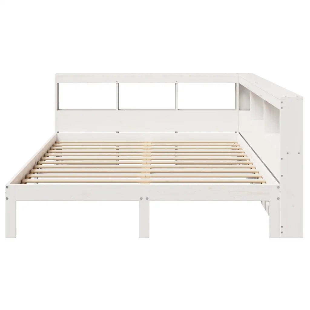 Letto Libreria senza Materasso-Struttura Letto con contenitore Bianco 140x200 cm Legno di Pino 417119