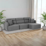 Divano con penisola reversibile e seduta traslante Koda tessuto grigio scuro 307x164x92H