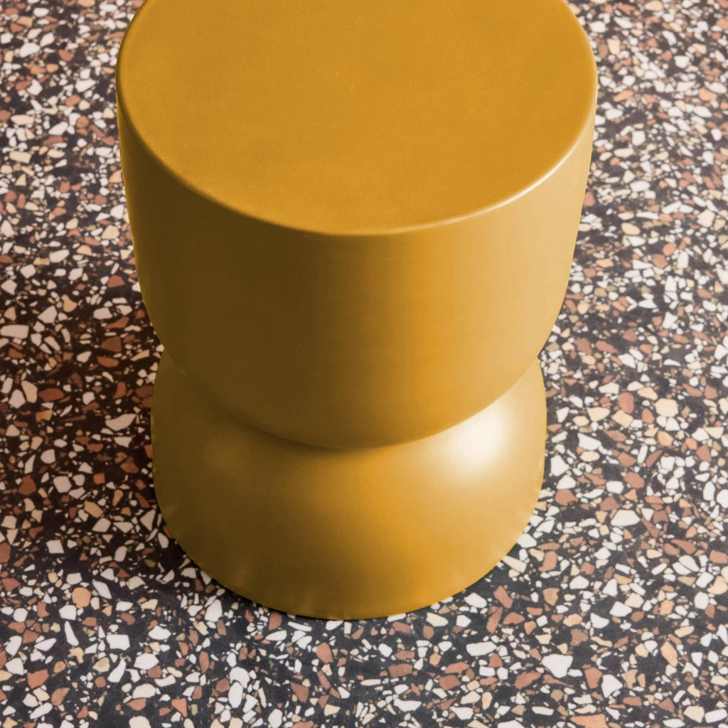Tavolino, lato divano, comodino metallo, 42cm, mostarda