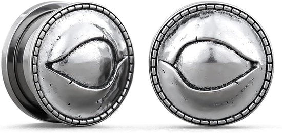 Orecchini Piercing - Tunnel Orostunnel con vite posteriore e stretcher per allargare i fori dell'orecchino - RVS Sandstone Stoneware - 10mm - Destro e sinistro - Orecchini piercing - 0.01g
