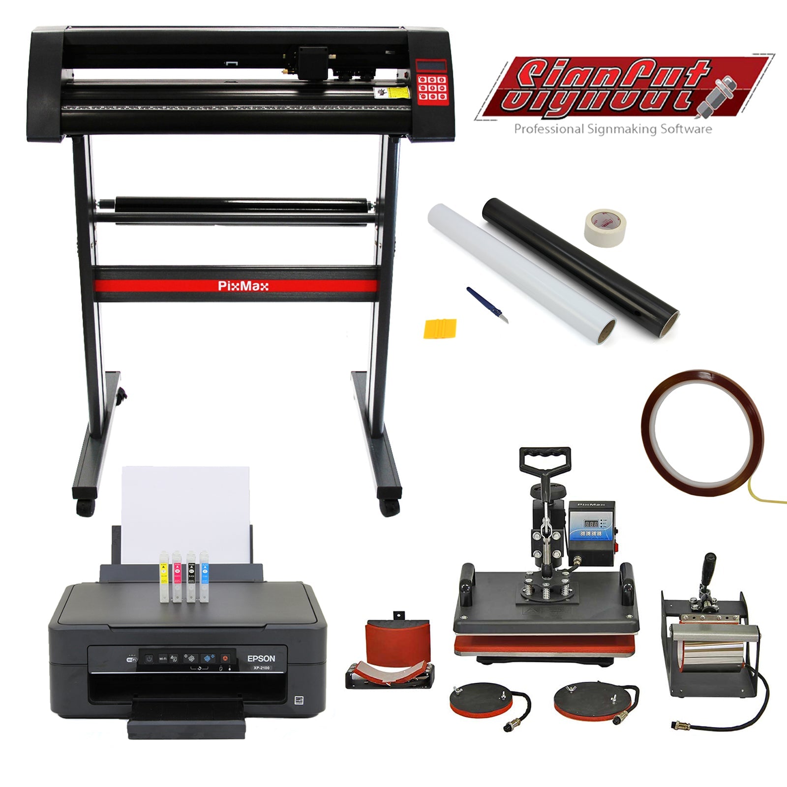Bundle creativo PixMax con pressa a caldo 5 in 1 e plotter vinile 720mm