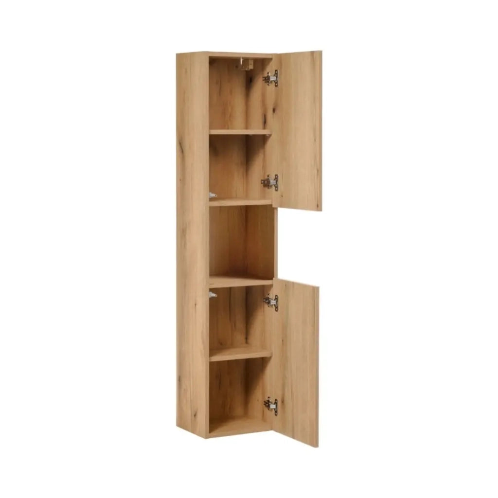Set VANO quercia e nero 130cm: mobile sottolavabo con cassetti + piano per lavabo + lavabi rettangolari da appoggio + colonna