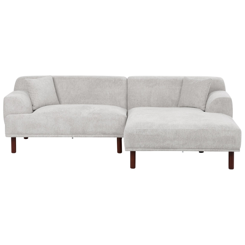 Divano ad angolo sinistro in tessuto grigio chiaro lato sinistro stile minimalista
