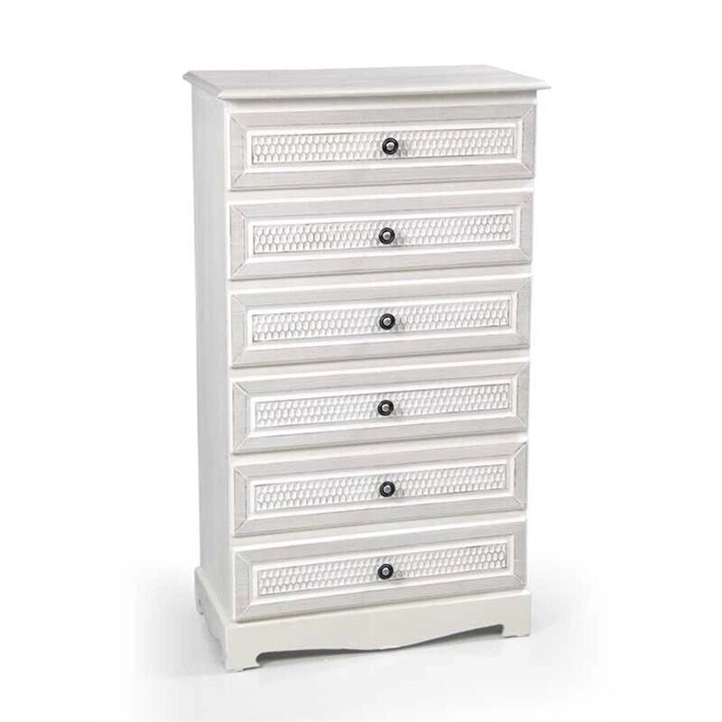 ELEGANT CASSETTIERA A 6 CASSETTI 55 X 30 X 95 CM COLORE BIANCO