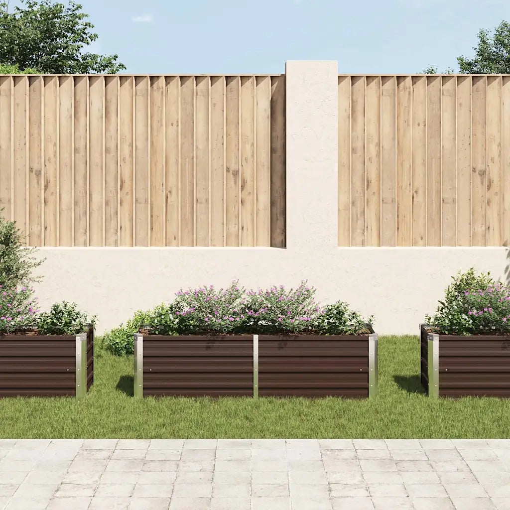 Letto Rialzato Giardino Marrone 160x40x45 cm in Acciaio Zincato