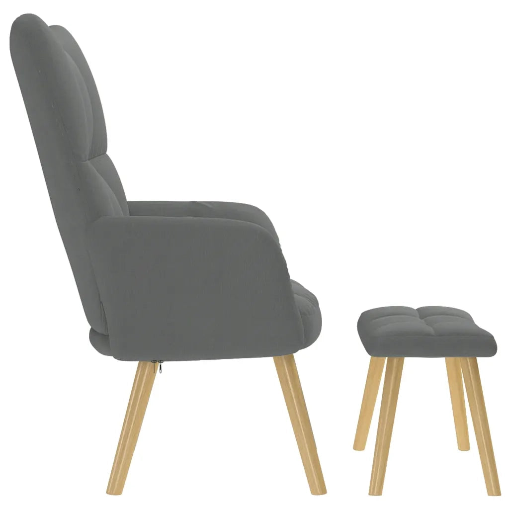 Divano Sedia-Poltrona Relax con Poggiapiedi Grigio Chiaro in Tessuto 709907