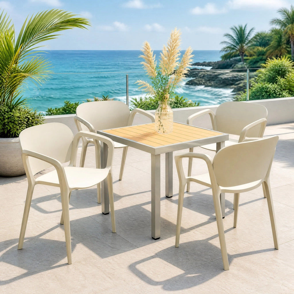 SEDIA da giardino impilabile 60x56x75 cm Plastica Bianca Set da 4 pezzi