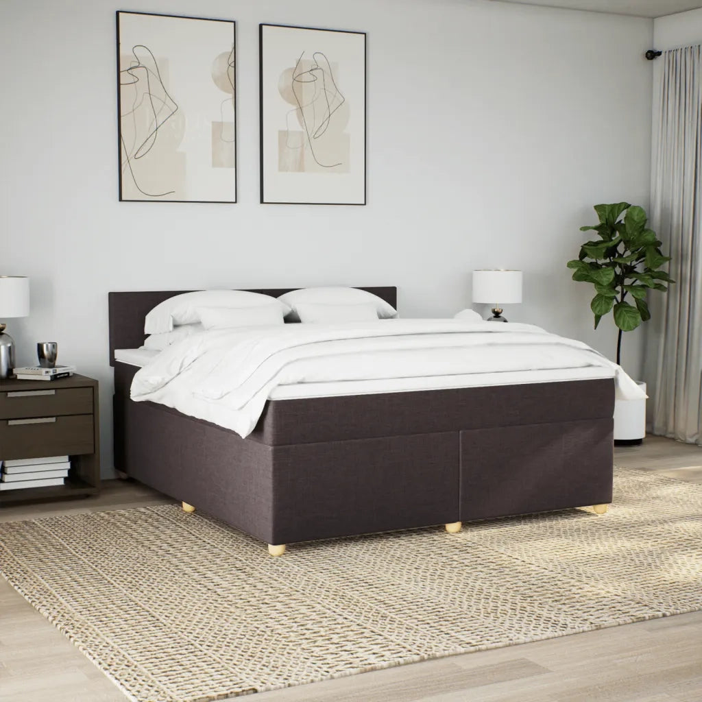 vidaXL Giroletto a Molle con Materasso Marrone Scuro 180x200cm Tessuto