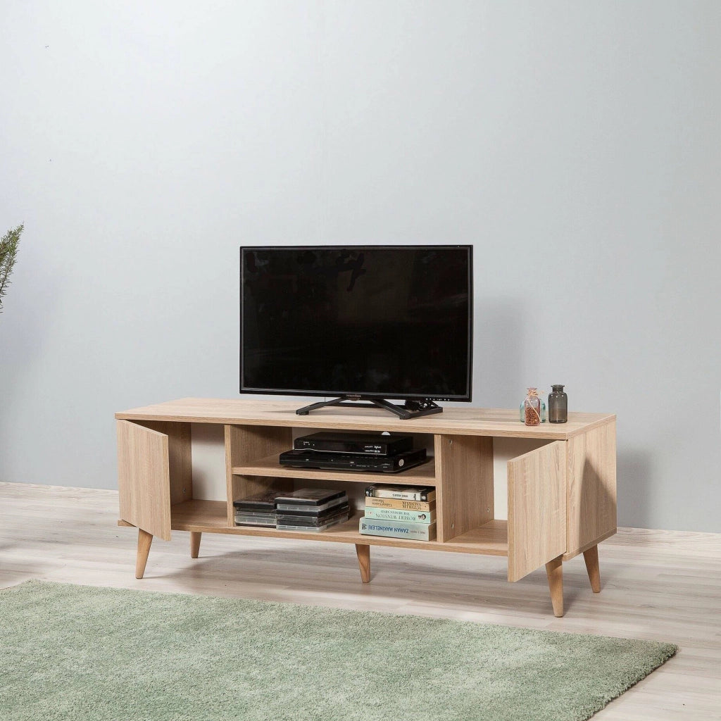 Argegno, Mobile Porta tv un Ripiano, 140x40x50h cm Marrone Quercia
