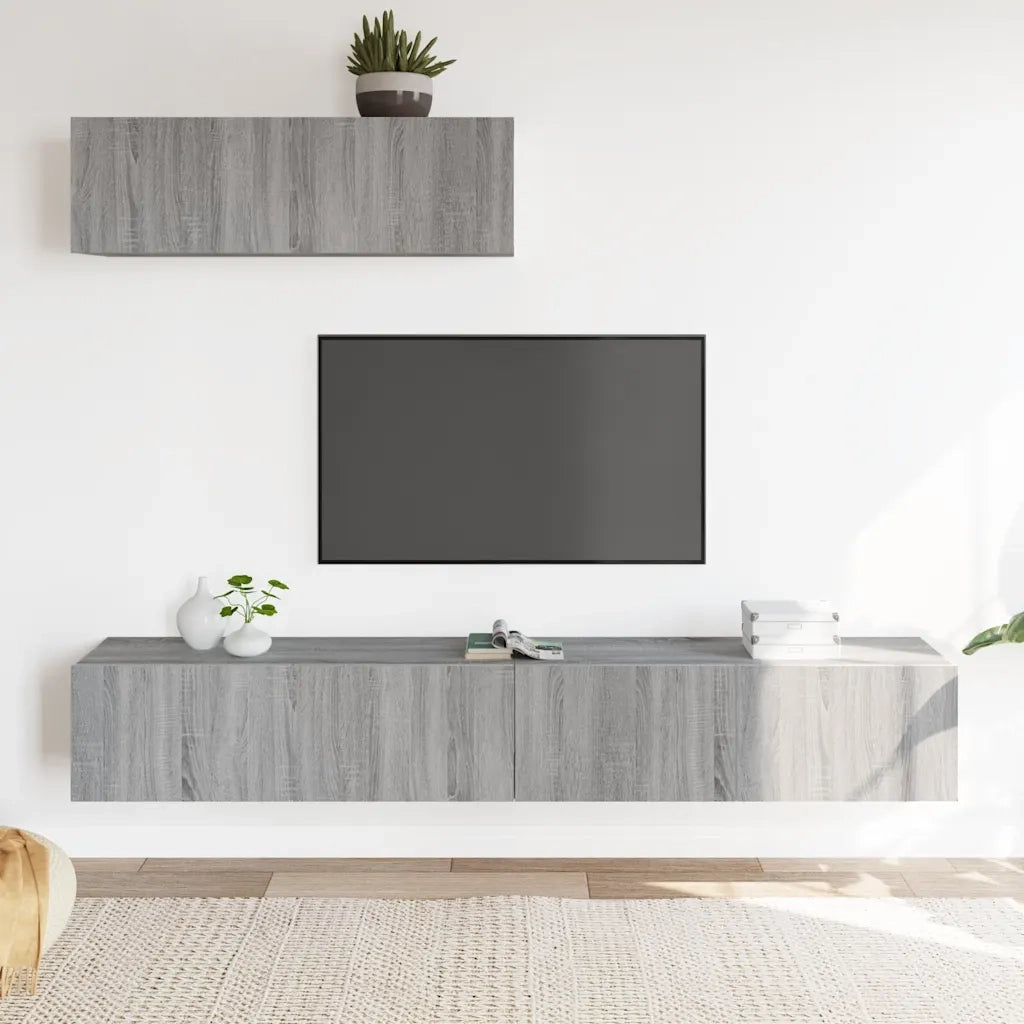 Set Mobili Porta TV 3 pz Grigio Sonoma in Legno Multistrato 3114484