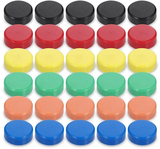 Set di magneti forti per whiteboard e lavagne 20 mm colorati - insieme di piccoli magneti per bacheca e foto (6 colori)