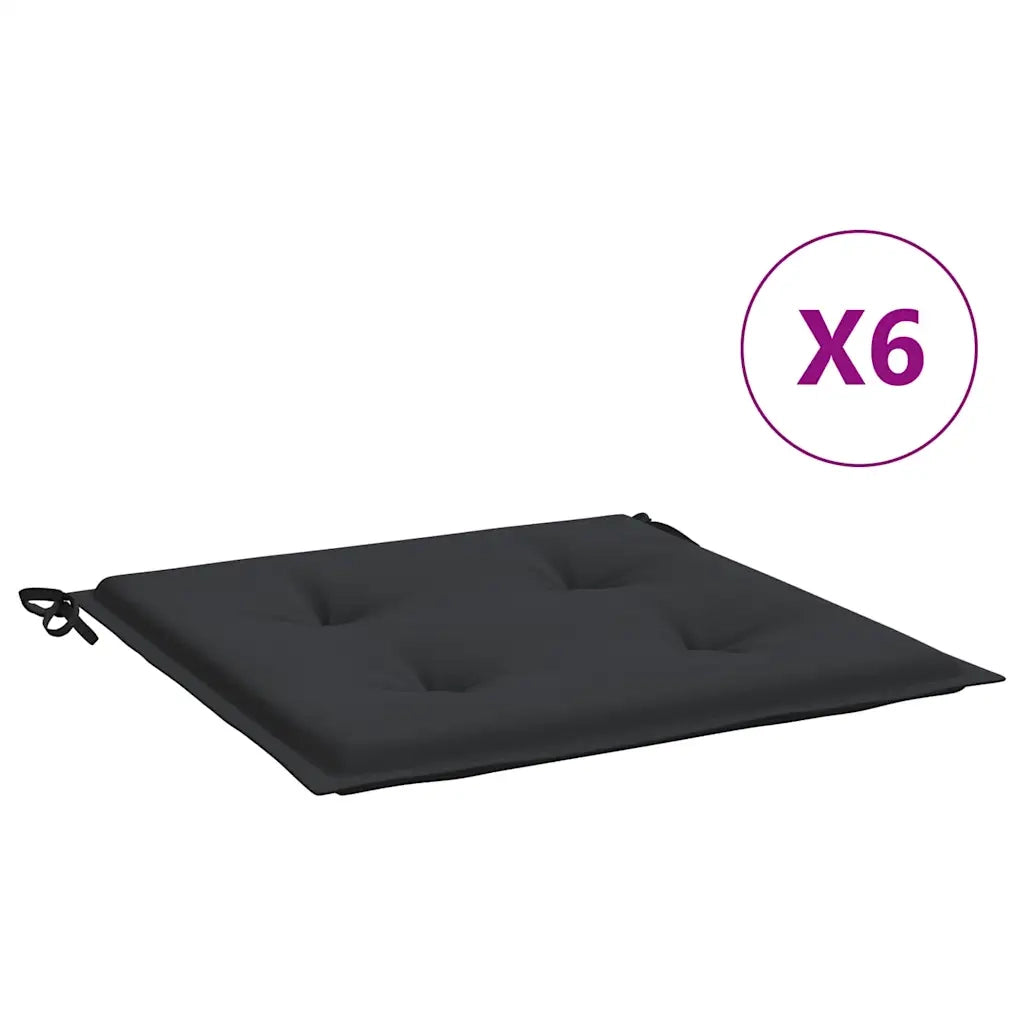 Cuscini per Sedie da Giardino 6 pz Nero 40x40x3 cm in Tessuto cod mxl 64503