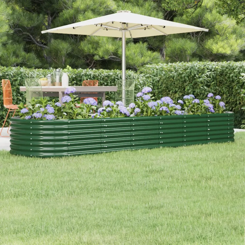 Letto Giardino Acciaio Zincato 296x80x36 cm Verde 318923