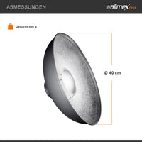 Beauty Dish Ø 40 cm per attacco Bowens e Walimex pro, riflettore per luce morbida, per fotografia beauty ritrattistica