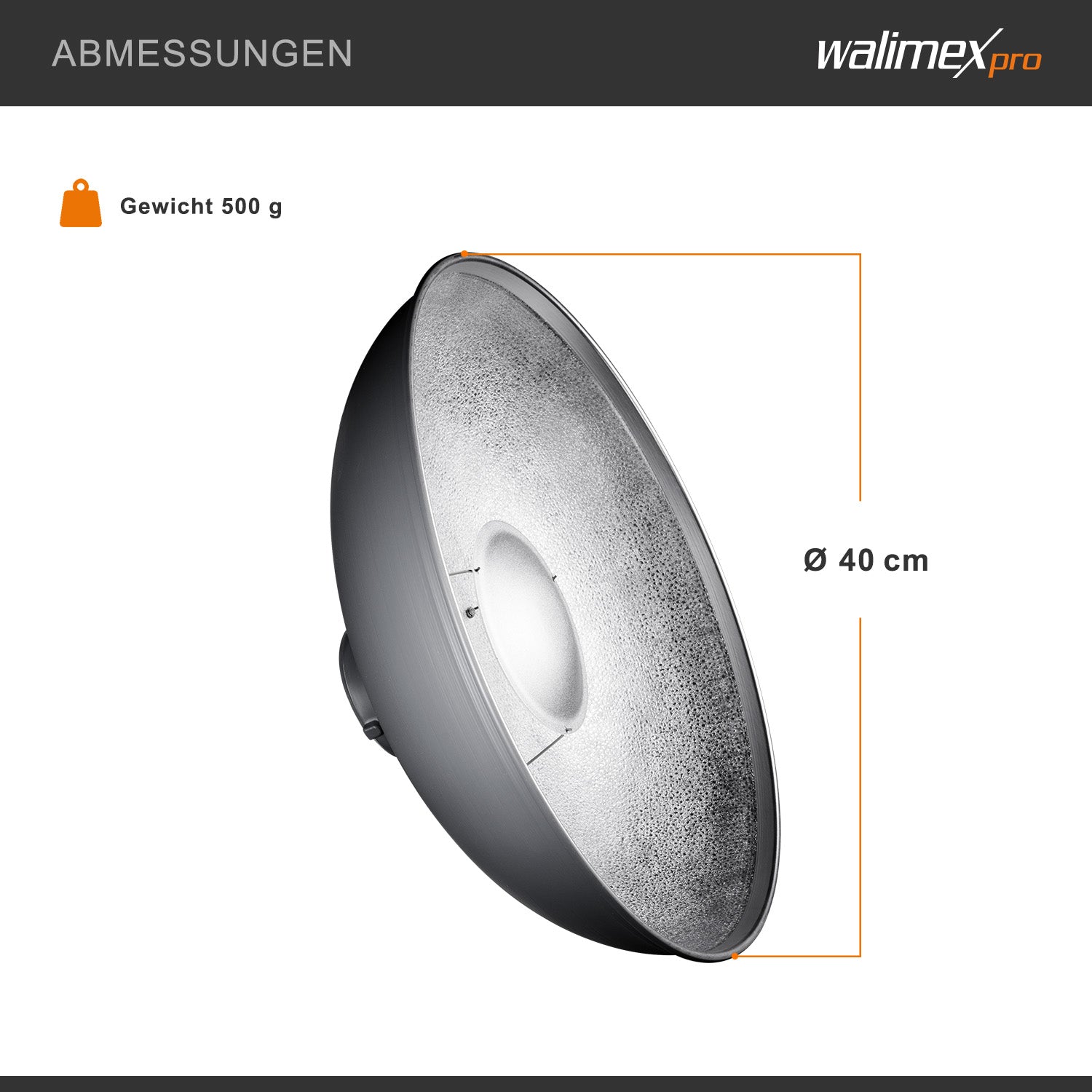 Beauty Dish Ø 40 cm per attacco Bowens e Walimex pro, riflettore per luce morbida, per fotografia beauty ritrattistica