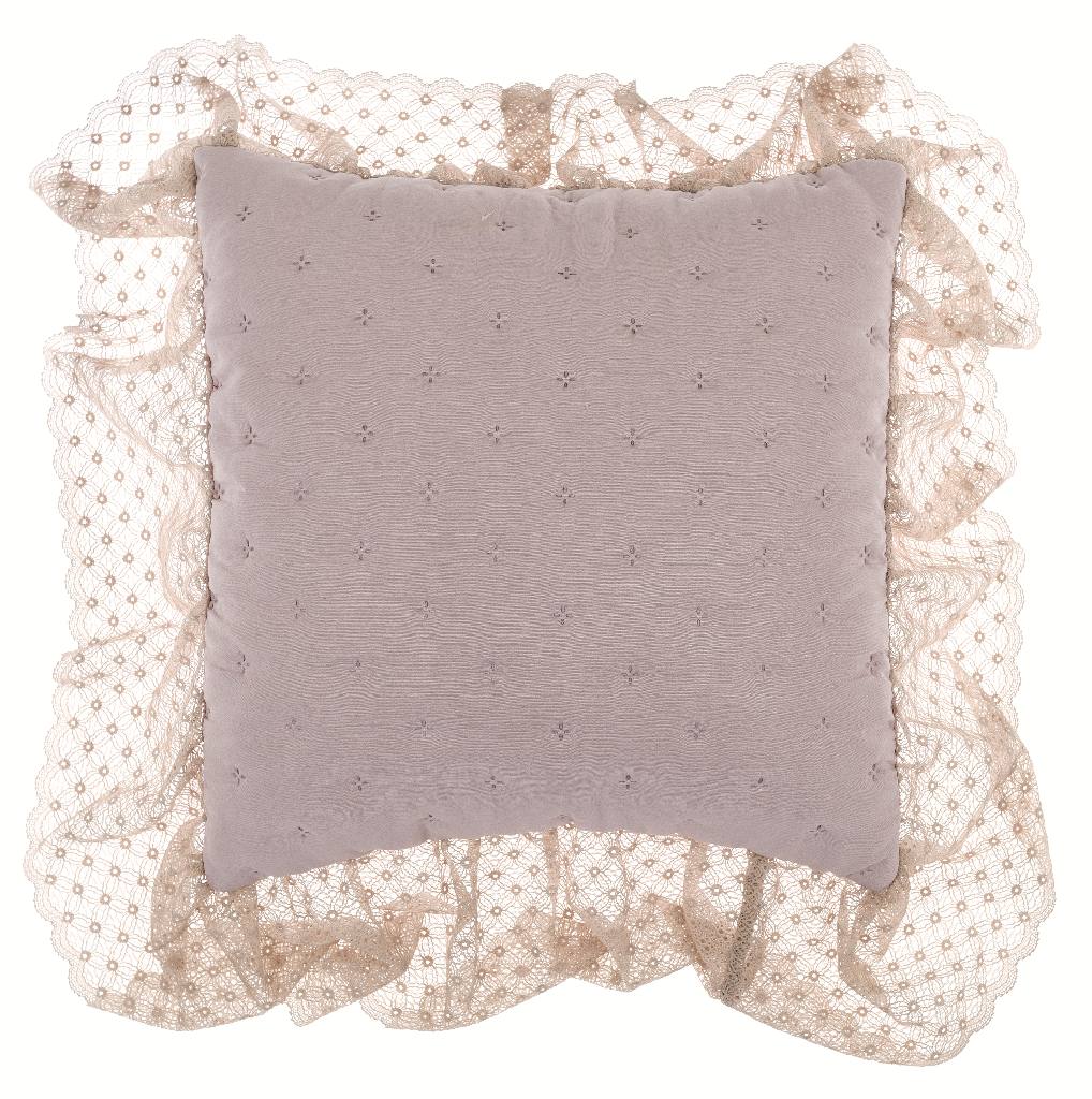 Copricuscino Shabby Chic Quadrato con Gala in Pizzo Copri Cuscino Blanc Mariclò