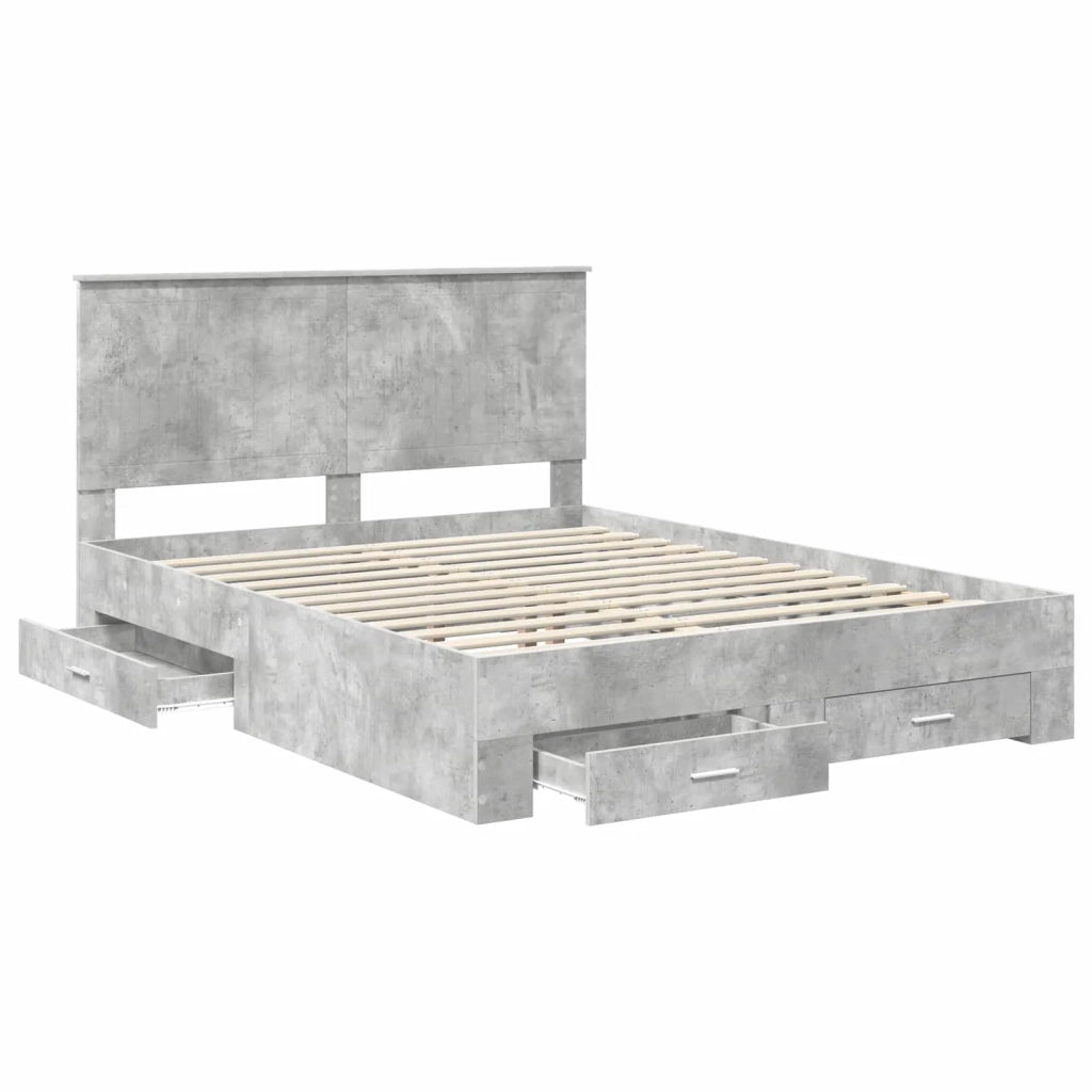 Letto matrimoniale | Letto per adulti | Struttura del letto con testiera Grigio cemento 150 x 200 cm
